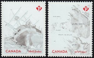 FRANKLIN EXPEDITION = HMS EREBUS SHIP = Embossed Pair Canada 2015 #2851-2 MNH