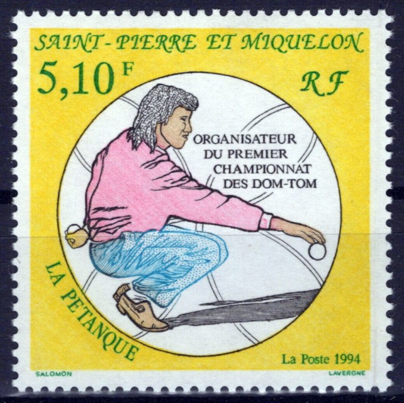 St. Pierre & Miquelon 598 MNH Sports Petanque World Champs ZAYIX 0524S0173M