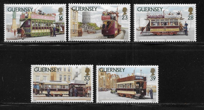 Guernsey 503-507 Historic Trams set Unused HINGED 2025 Scott c.v. $3.55 30%