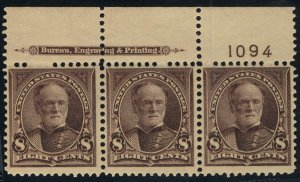 MALACK 272 VF OG 2 NH, 1 H, Plate Strip of 3, super! b6030