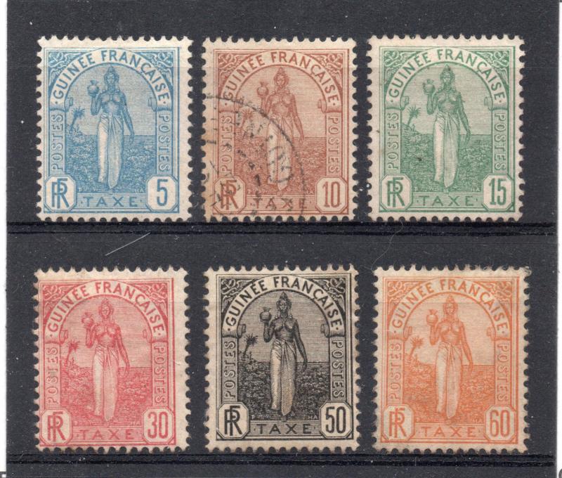 French Guinea  -  Sc# J1 - J6 MH (J2 used) /   Lot 0418129