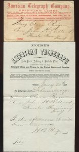 American Telegraph Co NY, Albany & Buffalo Line Cover & Matching Telegram LV6801