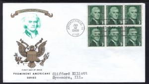 US 1278 Jefferson Jackson Chickering Typed FDC