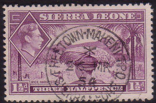 SIERRA LEONE 1954 GVI 1½d FREETOWN - MAKENI TPO cds........................60243