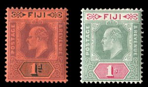 Fiji SG116-117 Cat£62, 1904-9 Edward, 1p and 1sh, hinged