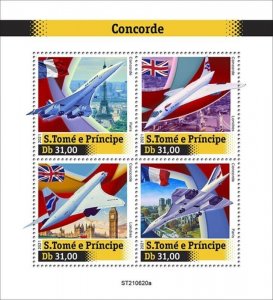 St Thomas - 2021 London, Paris Plane - 4 Stamp Sheet - ST210620a