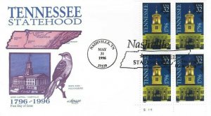 3070 32c TENNESSEE - Plate block of 4