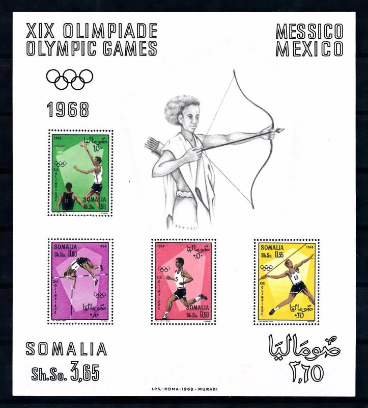 [65828] Somalia 1968 Olympic Games Mexico Basketball Athletics Sheet MNH