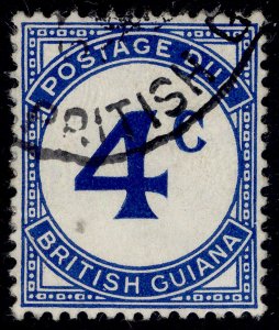 BRITISH GUIANA GVI SG D3, 4c bright blue, FINE USED. Cat £18.