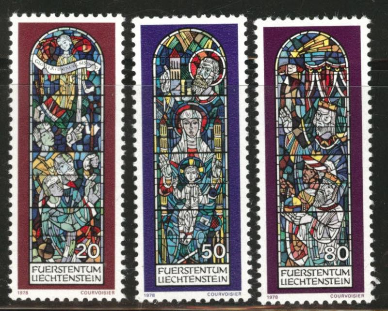 LIECHTENSTEIN Scott 657-659 MNH** 1978 stained-glass set