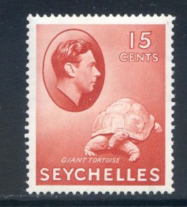 Seychelles 15c Brown Carmine SG139a Mounted Mint