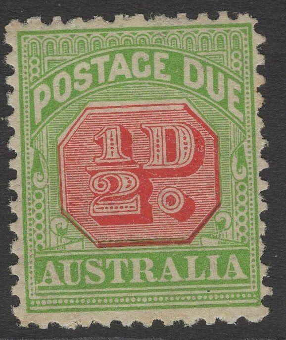 AUSTRALIA SGD77a 1914 ½d ROSINE & BRIGHT APPLE GREEN WMK SIDEWAYS p11 MTD MINT