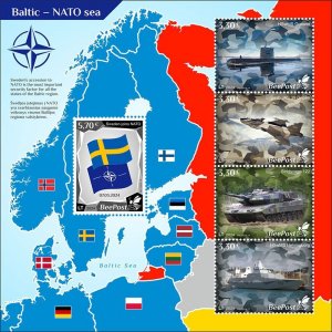 BEEPOST LITHUANIA - 2024 - Sweden Joins NATO -Perf Souv Sheet -MNH-Private Issue