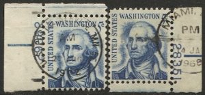 US  Sc 1283,1283B Used Plate # singles, Clean & Dirty Face varieties