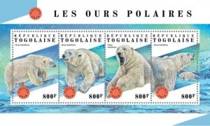 Togo - 2018 Polar Bears on Stamps - 4 Stamp Sheet - TG18313a