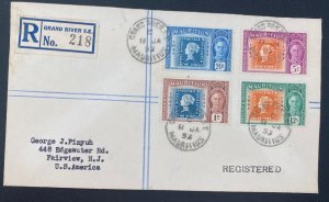 1953 Grand River Mauritius Registered cover To Fairview NJ Usa Stamp Centenary