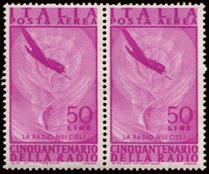 Air Mail Radio Lire 50 with double row watermarked letters