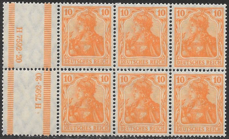 Germany 119 MNH Block of 6 with Selvedge - Germania