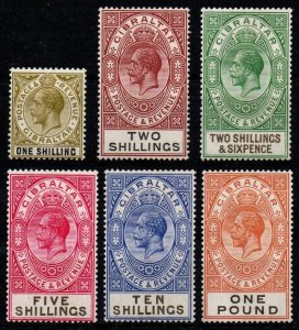 1925-29 KG V 1/- to £1 set of 6 VF mint, fresh original colours. SG 102-107