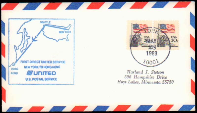 United States, New York, First Flight, Hong Kong