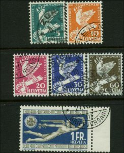 Switzerland Scott #210 - #215 ZNr. 185 - 190  Complete Set of 6 Used