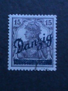 DAMZIG 1920-SC#37-GERMAN STAMP-OVER PRINT FANCY CANCEL USED-VF-103 YEARS OLD