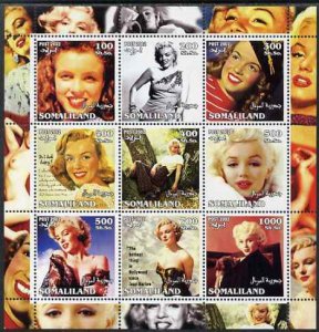 SOMALILAND - 2002- Marilyn Monroe - Perf 9v Sheet - M N H - Private Issue