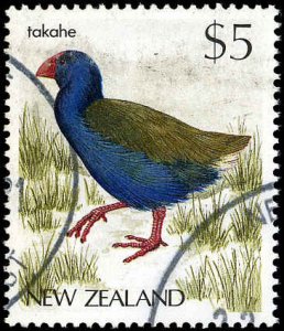 NEW ZEALAND Sc 835 VF Used 1988 $5 Takahe bird - less than1/3 Scott - Very Nice!