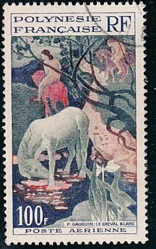 FRENCH POLYNESIA 1958 100f Gauguin fine used. SG cat £16....................A559