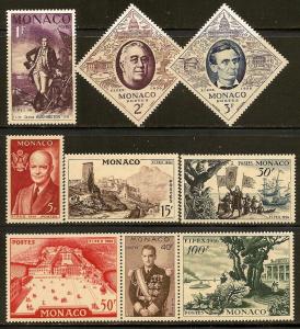 Monaco  354-62 Mint OG 1956 FIPEX Philatelic Exhibition, NYC