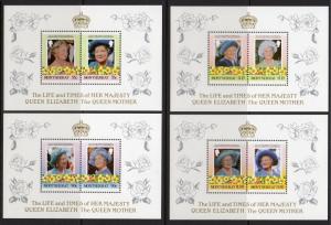 Montserrat 1985 Queen Mother 85th.Birthday/Spring Flowers 4 DELUXE S/S MNH