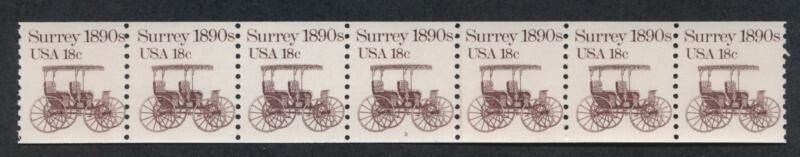 UNITED STATES (US) 1907 PNC MINT VF NH PL#3 STRIP OF 7, 18c SURREY
