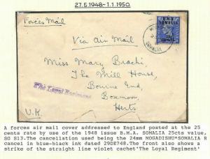 BOIC SOMALIA GB Overprint Cover 1950 Blue-Black*Mogadishu* LOYAL REGIMENT MS3887