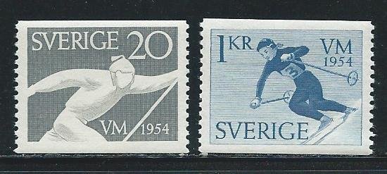 Sweden 462-3 1954 Skiing set MNH