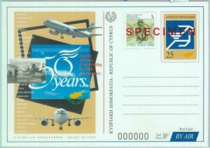 86262 - CYPRUS - POSTAL HISTORY - STATIONERY CARD overprinted SPECIMEN 1997 