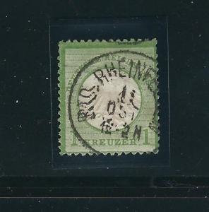 Germany 7 Mi 7 1 Kr Yellow Green Circular Date Cds F/VF 1872 SCV $55.00