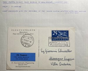 1927 Zurich Switzerland Airmail First Flight RPPc Postcard Cover To Lugano