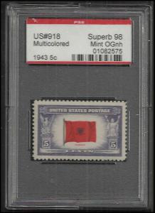 # 918 MINT NEVER HINGED ALBANIA P.S.E. GRADE 98 CERT # 01...