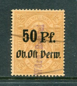 x382 - ESTONIA 1918-19 PROVISIONAL Revenue Stamp WORU-RENTEI on 50pf Ob.Ost.Verw