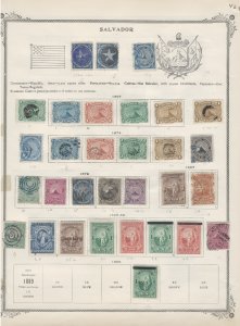 El Salvador, 13 pages of pre-1900 stamps, SCV $1300+ Amazing collection