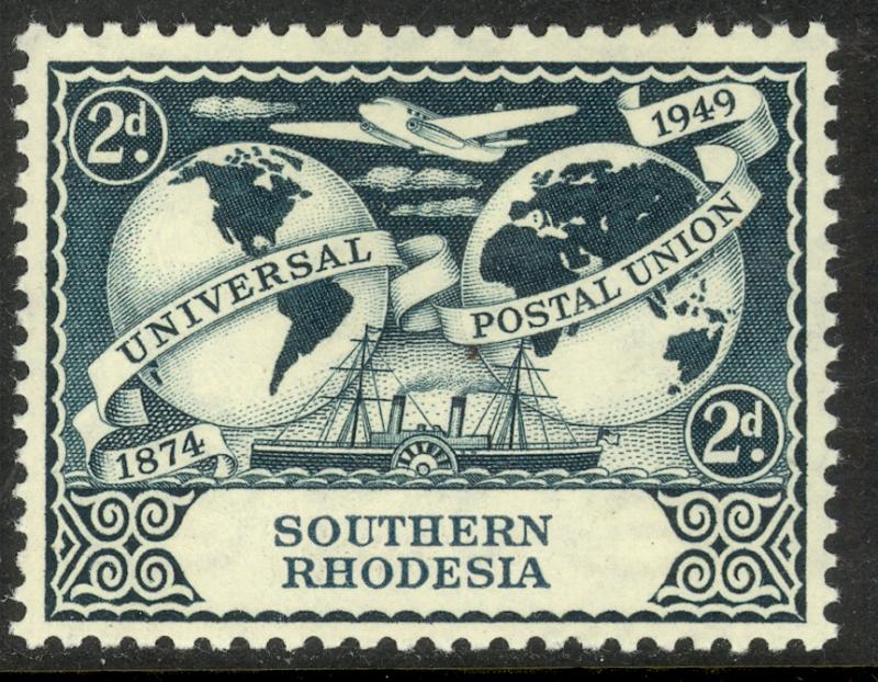 SOUTHERN RHODESIA 1949 KGVI 2d UPU Issue Sc 71 MH