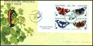 Singapore 907 Butterflies Souvenir Sheet U/A FDC