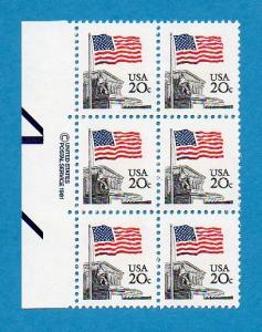 Scott #1894e 20c Flag Copywrite Left Block Mint NH