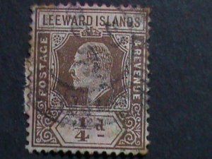 ​LEEWARD ISLANDS-1912 SC#46 KING GEORGE V-FANCY CANCEL 111 YEARS OLD VF