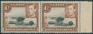 Kenya Uganda Tanganyika 1938 1s black & brown Mountain retouch SG145ad unused