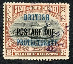 North Borneo SGD43 8c Black and Brown Post Due used Cat 6.5 Pounds