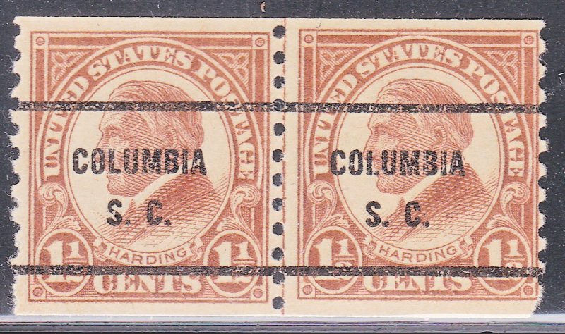 Precancel - Columbia, SC PSS 598-61 Coil Line Pair - No Gum