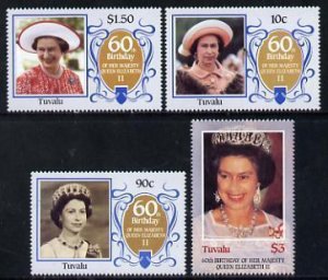 TUVALU - 1986 - Q. Elizabeth II, 60th Birthday - Perf 4v Set - Mint Never Hinged