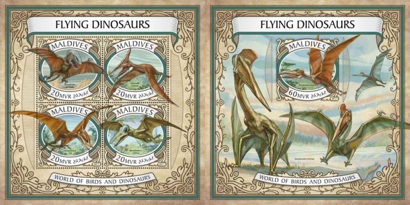 Z08 IMPERF MLD17604ab MALDIVES 2017 Flying dinosaurs MNH ** Postfrisch Set