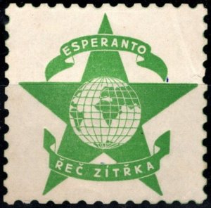 Vintage Czech Poster Stamp Symbolism of Esperanto Esperanto Speech Tomorrow
